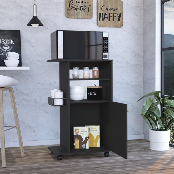English Elm Kitchen Cart Kryot - Mobile Storage Solution With Microwave Countertop & Stylish Black Finish B092122967