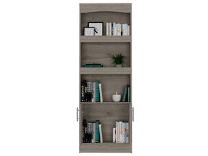 English Elm Bookcase Denver 70.8" Tall Light Gray Particle Board with Metal Hardware, Framed Elegant Shelves B092122900