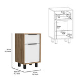 English Elm Nightstand Maryland Z, One Drawer, One Cabinet, Pine / White Finish