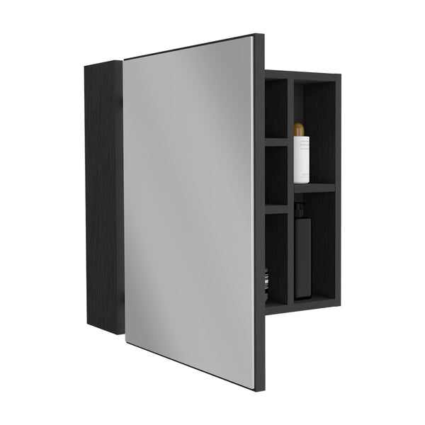 English Elm Medicine Cabinet Viking - Sleek Black Wengue, 3 Internal Shelves, Mirror Door & 2 External Shelves B092123096