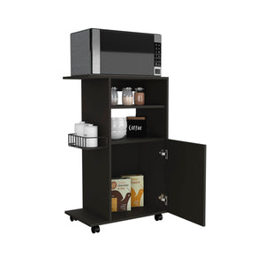 English Elm Kitchen Cart Kryot - Mobile Storage Solution With Microwave Countertop & Stylish Black Finish B092122967