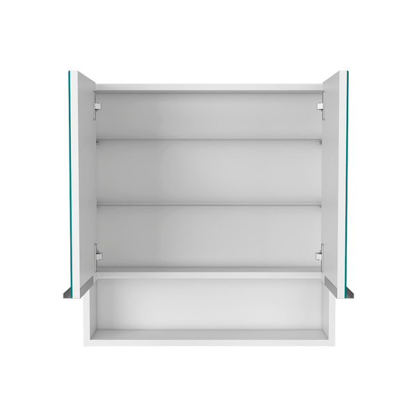 English Elm Medicine Cabinet With Mirror - Stylish White Finish, 3 Shelves & Open Storage For Modern Bathrooms B092122969