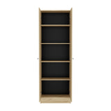 English Elm Storage Cabinet Pipestone, Five Shelves, Light Oak / Black Wengue Finish