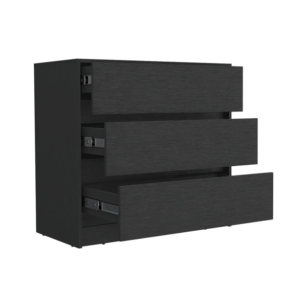 English Elm Dresser With Three Drawers, Sleek Black Wenge Finish - Modern Storage For Any Space, Easy Assembly! B092122832
