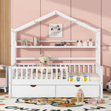 Hearth and Haven Wooden Twin Size House Bed with 2 Drawers, Kids Bed with Storage Shelf WF308872AAK WF308872AAK