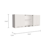 English Elm Superior Wall Cabinet Peoria, Four Interior Shelves, White Finish