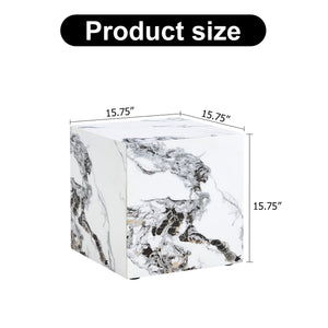 English Elm Modern Cube Coffee Table - Stylish White Mdf With Textured Design For Small Spaces & Living Rooms W1151P194276