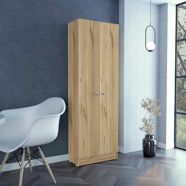 English Elm Storage Cabinet Pipestone Tall 5-Shelf Manufactured Wood Organizer with Two Doors and Durable Finish Light Oak B092122867