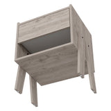 English Elm Nightstand Ferku, Open Shelf, One Drawer, Light Gray Finish