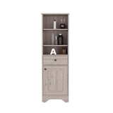 English Elm Linen Cabinet Burnedt, One Drawer, One Cabinet, Multiple Shelves, Light Gray Finish