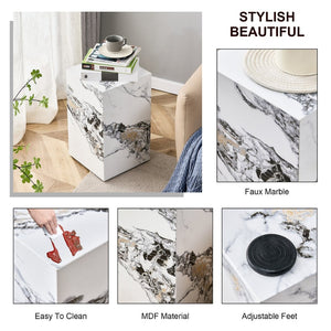 English Elm Elevate Any Corner with a Marble Patterned Mdf Pedestal Side Table for Modern Homes W1151P389856