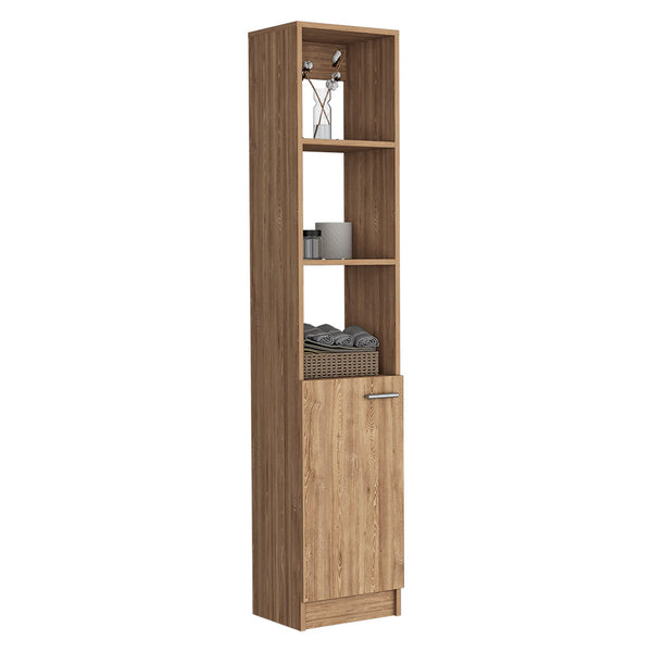 English Elm Linen Cabinet Emmett with 3 Open Shelves and Lower Storage Cabinet, 63.8" Tall Durable Pine Finish Espresso B092123330