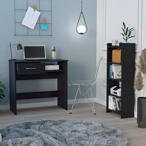 English Elm Home Office Set Caldwell Computer Desk with Keyboard Tray, Black Wenge Finish, Compact Durable Design for Small Spaces and Organized Workstations B092123046