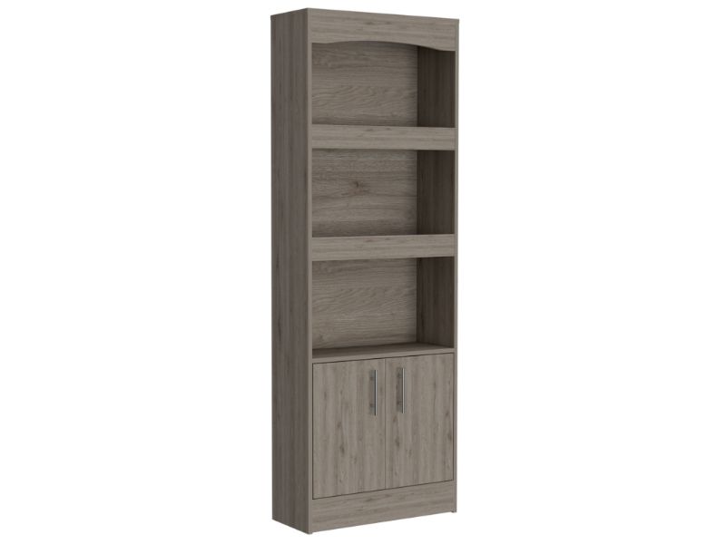 English Elm Bookcase Denver 70.8" Tall Light Gray Particle Board with Metal Hardware, Framed Elegant Shelves B092122900