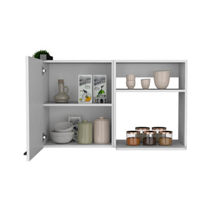 English Elm Kitchen Burwood Wall Cabinet with Two Doors & Shelves, Durable Particle Board, Easy Assemble, Compact Storage White B092123127