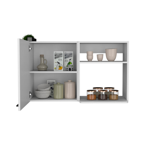 English Elm Kitchen Burwood Wall Cabinet with Two Doors & Shelves, Durable Particle Board, Easy Assemble, Compact Storage White B092123127