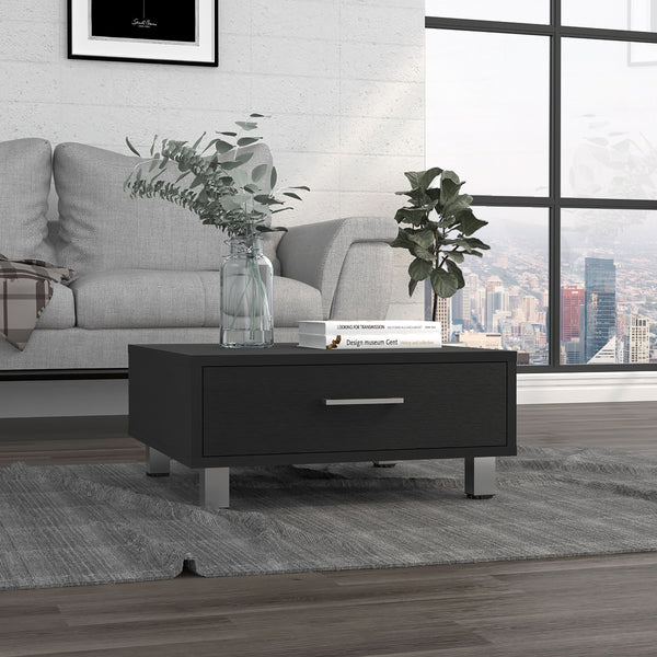 English Elm Coffee Table Albuquerque - Sleek Black Wengue Finish With Hidden Drawer For Stylish Storage & Elegance B092123328