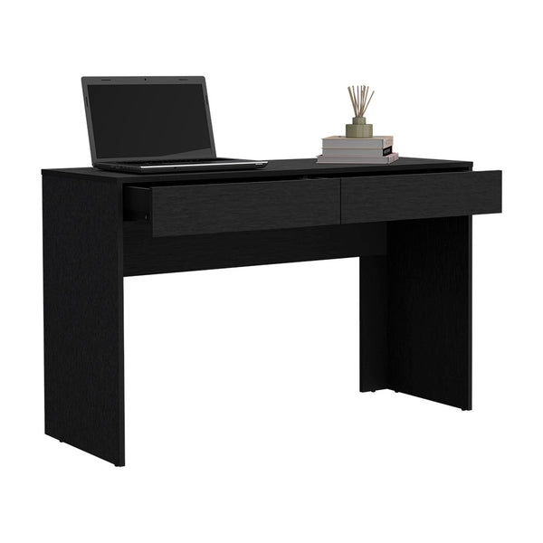 English Elm Computer Desk Aberdeen - Modern Black Wengue Finish With 2 Sleek Drawers For Stylish Storage Solutions B092123101