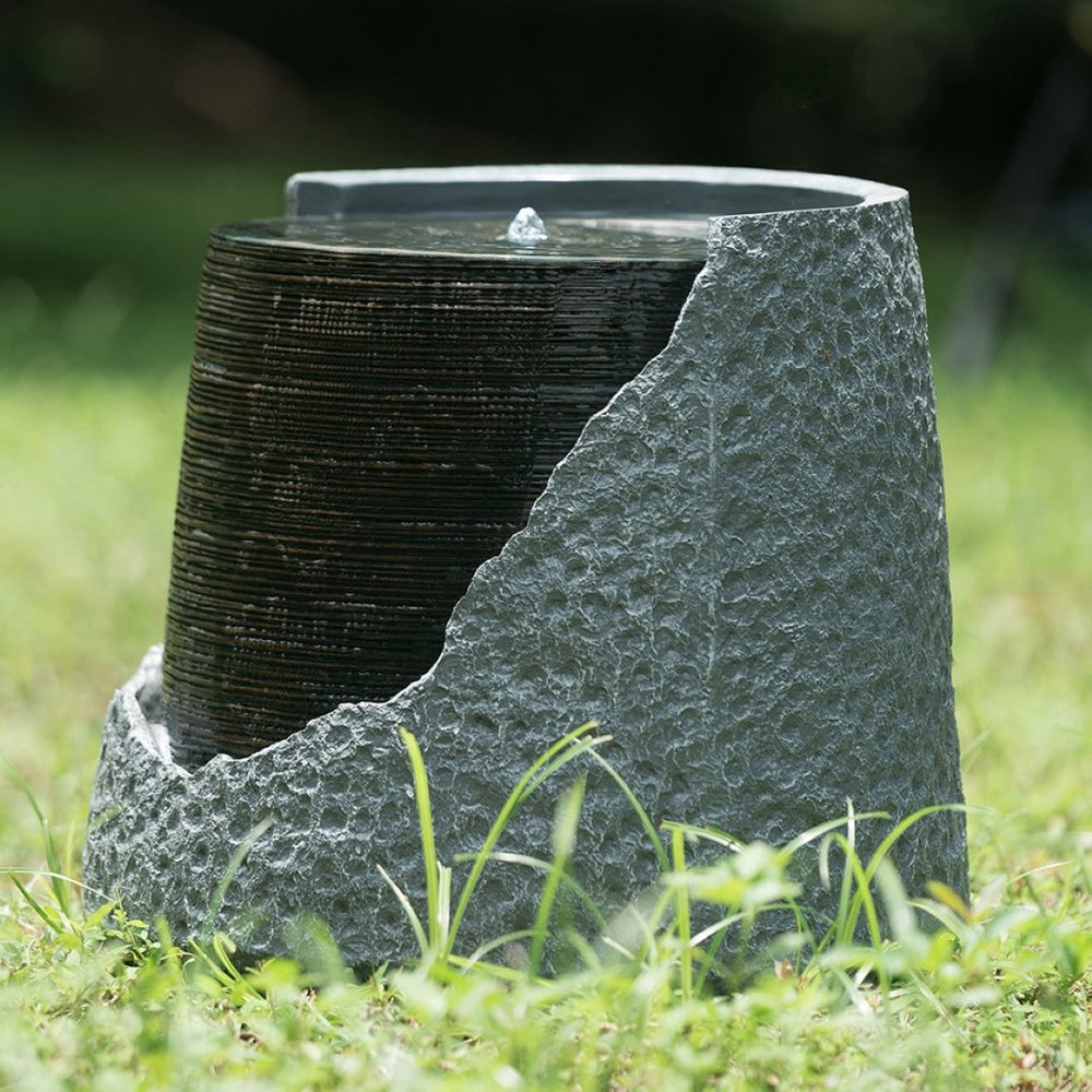 English Elm 20x20x18" Polyresin Broken Urn Sculptural Fountain with Light Indoor Outdoor Garden W2078124783
