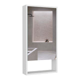 White Medicine Cabinet with External Shelf, Large Size, 35.4