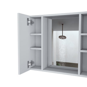 English Elm Medicine Cabinet Hops - Stylish Double Door Mirror With External Shelf In Classic White Finish B092122952