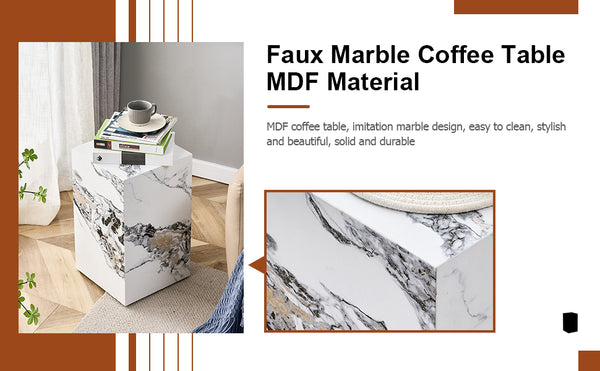 English Elm Modern White Mdf Coffee Table With Stylish Cube Design - Perfect For Small Spaces & Any Room W1151P194280