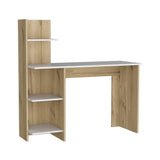 English Elm Desk Wichita, Four Shelves, Light Oak / White Finish