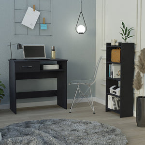 English Elm Home Office Set Caldwell Computer Desk with Keyboard Tray, Black Wenge Finish, Compact Durable Design for Small Spaces and Organized Workstations B092123046