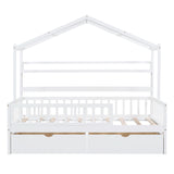 Hearth and Haven Wooden Twin Size House Bed with 2 Drawers, Kids Bed with Storage Shelf WF308872AAK WF308872AAK