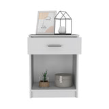 Nightstand Coco: Single Drawer, Lower Shelf, White Finish - Elegant & Compact