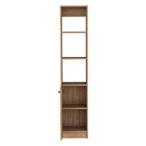 English Elm Linen Cabinet Emmett with 3 Open Shelves and Lower Storage Cabinet, 63.8" Tall Durable Pine Finish Espresso B092123330