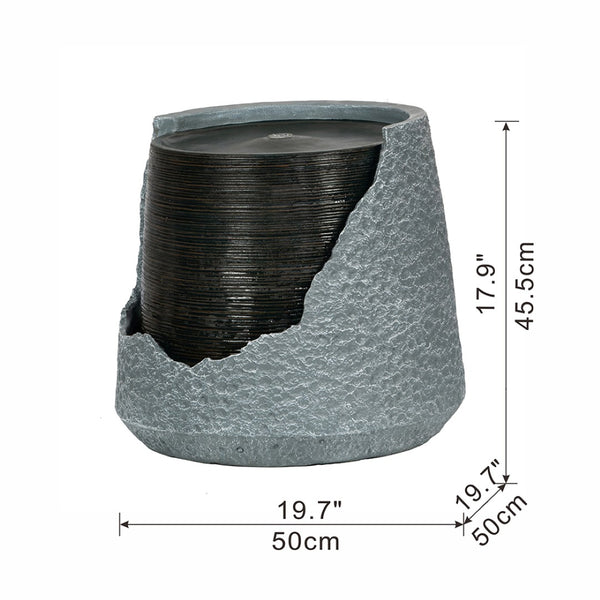 English Elm 20x20x18" Polyresin Broken Urn Sculptural Fountain with Light Indoor Outdoor Garden W2078124783
