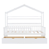 Hearth and Haven Wooden Twin Size House Bed with 2 Drawers, Kids Bed with Storage Shelf WF308872AAK WF308872AAK