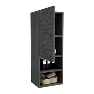 English Elm Medicine Cabinet Hazelton with Open Lower Shelves and Interior Storage, Easy Assembly, Durable Finish Gray B092122830