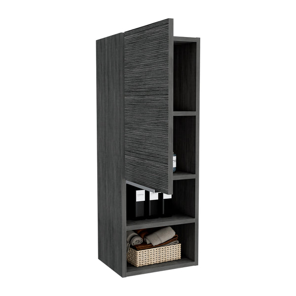 English Elm Medicine Cabinet Hazelton with Open Lower Shelves and Interior Storage, Easy Assembly, Durable Finish Gray B092122830
