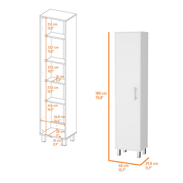 English Elm Storage Cabinet Buccan - Sleek White Finish For Organized Laundry, Bathroom & Small Spaces Essentials B092123126-GIGA