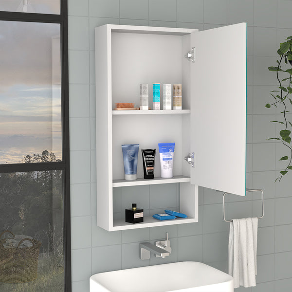 English Elm Medicine Cabinet Irvine - Stylish White Finish With Large Mirror & Smart Shelving For Storage Solutions B092122954