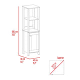 English Elm Linen Cabinet Jannes, Two Open Shelves, Single Door, Light Oak / White Finish