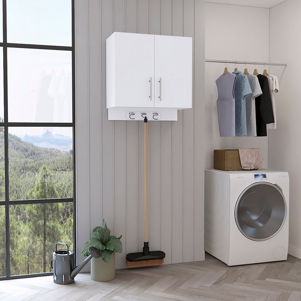 English Elm Wall Wall Storage Cabinet Alikuri Four-Compartment White Particle Board Versatile 29.13x24x4" B092123122