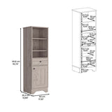 English Elm Linen Cabinet Burnedt, One Drawer, One Cabinet, Multiple Shelves, Light Gray Finish