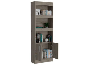 English Elm Bookcase Denver 70.8" Tall Light Gray Particle Board with Metal Hardware, Framed Elegant Shelves B092122900