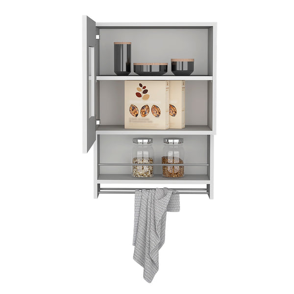 English Elm Kitchen Wall Cabinet Papua White Finish - 3 Adjustable Shelves, Easy Assembly, Durable Particle Board Storage (23.6"x17.3") B092123309
