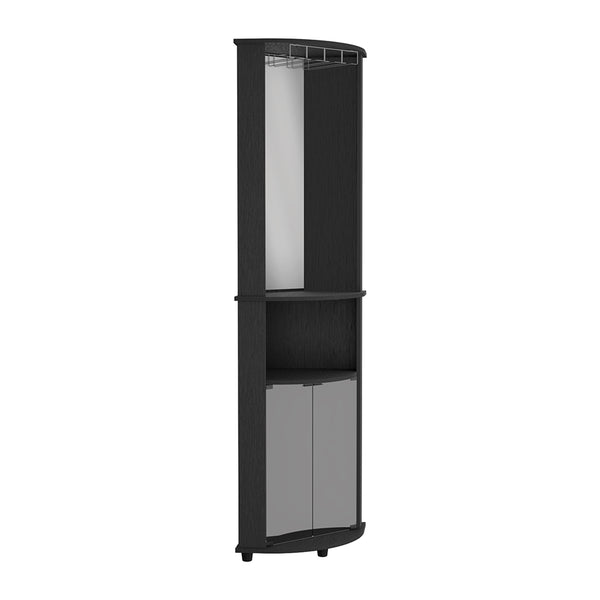 English Elm Corner Bar Cabinet Rialto Black Wengue Finish - Space-Saving Corner Storage with 3 Shelves, Durable B092123129