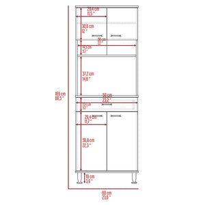 English Elm Pantry Piacenza multifunctional kitchen cabinet with microwave space, drawer, shelves for organized storage Gray B092123092