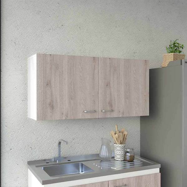 English Elm Wall Cabinet Toran - Sleek Two-Shelf Design In White & Light Gray For Modern Storage Solutions B092123088-GIGA