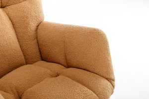 English Elm 050-teddy Fabric Glider Rocking Chair Plush Nursery Accent Seat with Wooden Base W527P176785
