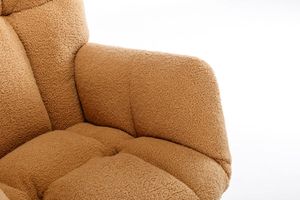 English Elm 050-teddy Fabric Glider Rocking Chair Plush Nursery Accent Seat with Wooden Base W527P176785