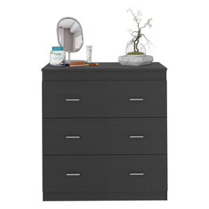 English Elm Three Drawer Litress Dresser with Metal Handles, Black Wengue Particle Board, Durable & Stylish Finish B092123041
