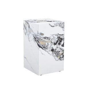 English Elm Elevate Any Corner with a Marble Patterned Mdf Pedestal Side Table for Modern Homes W1151P389856