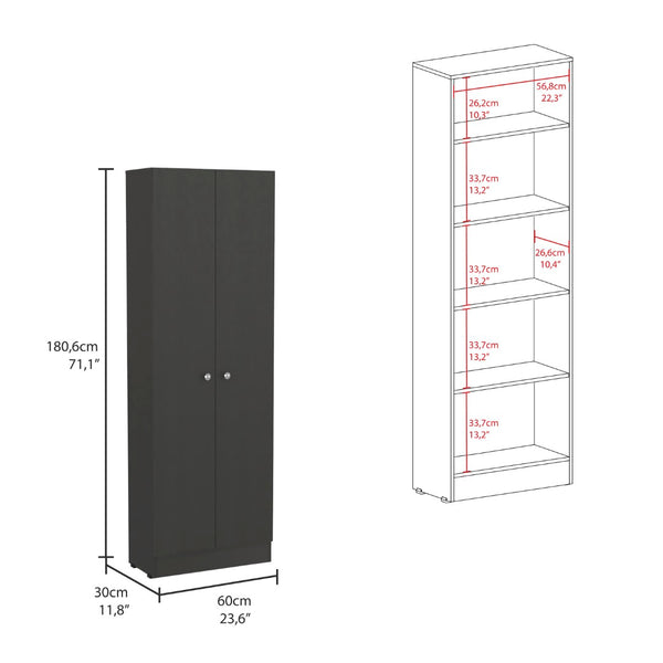 English Elm Storage Cabinet Pipestone - Sleek Double Door Design In Black Wengue Finish For Ultimate Organization B092123043-GIGA